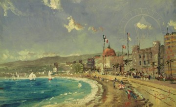 トーマス・キンケード Painting - ニースのビーチ ロバート・ジラード トーマス・キンケード